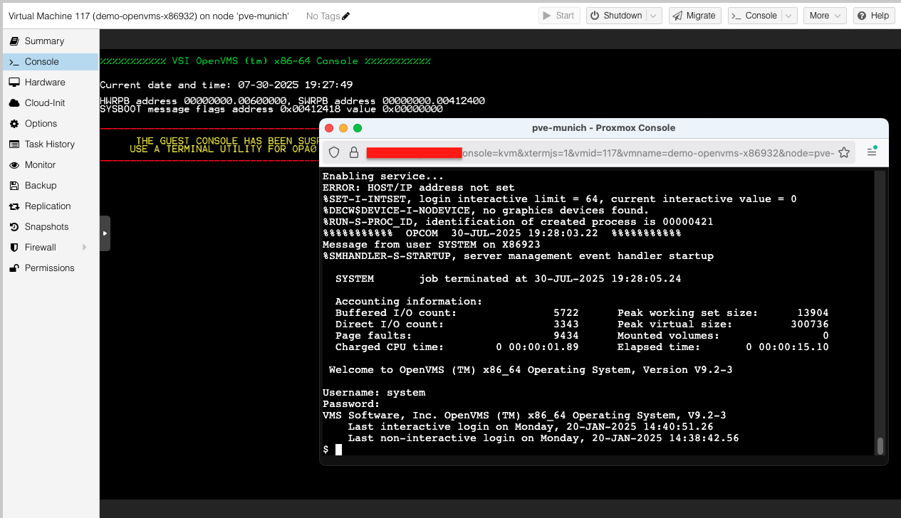OpenVMS Booted